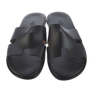Hermès Izmir Slides Black Leather Size 44: $700